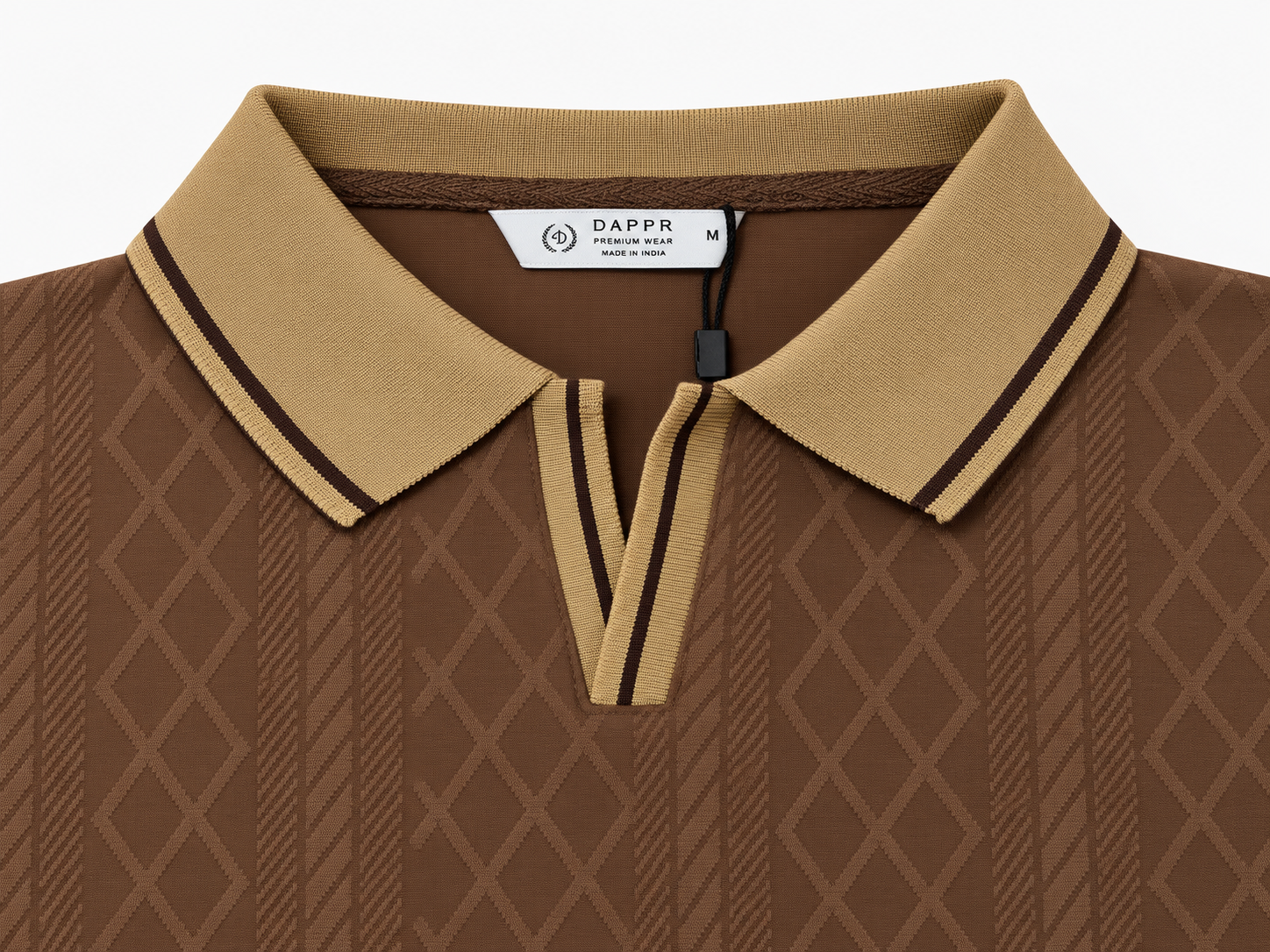 JAQUARD V NECK TEXTURE POLO