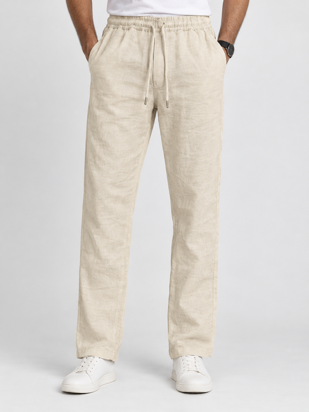 LINEN BLEND FULL ELASTIC TROUSER