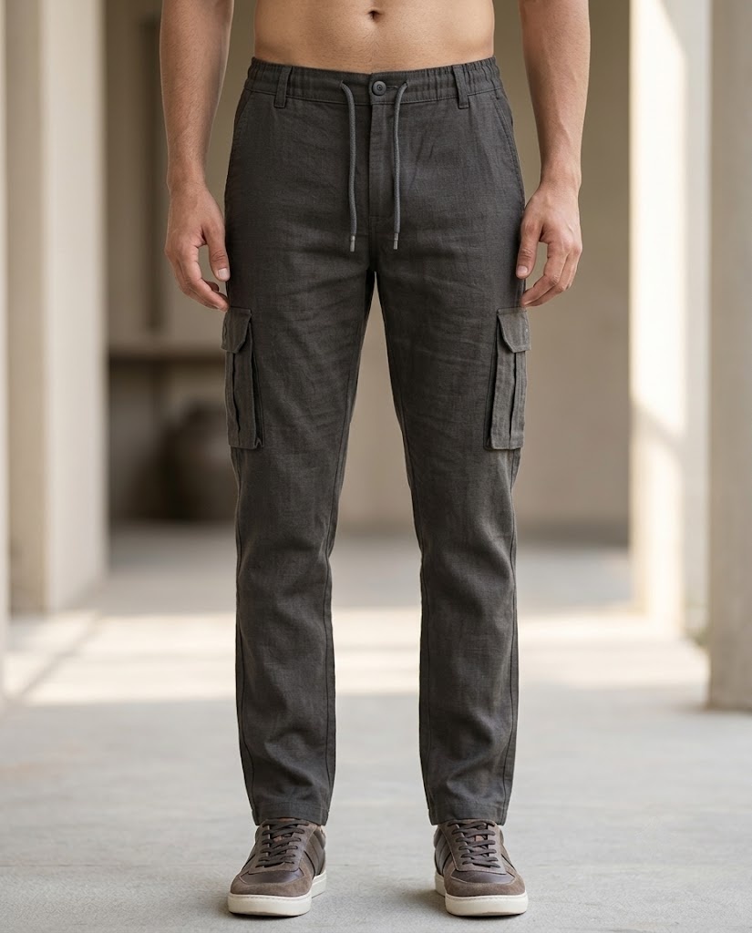 LINEN SLUB HALF ELASTIC BELT CARGO