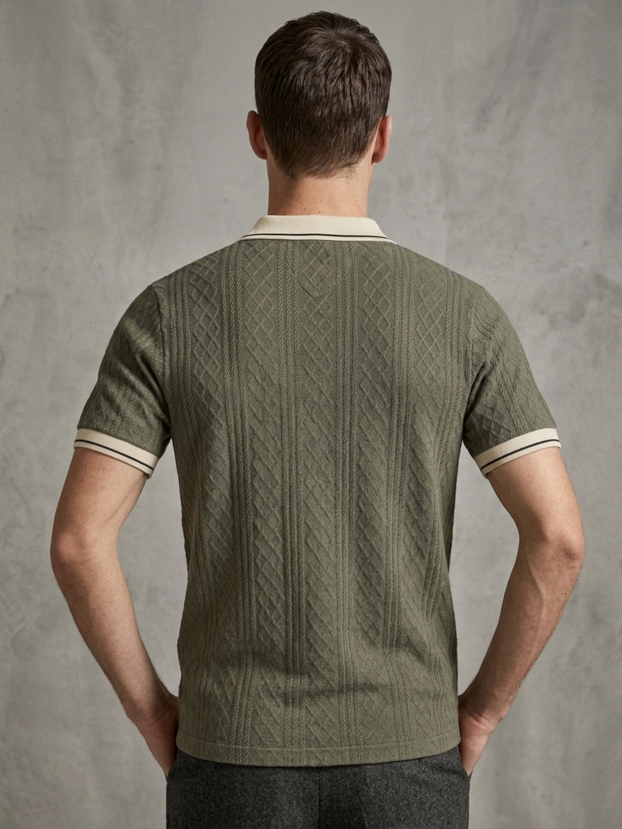 JAQUARD V NECK TEXTURE POLO