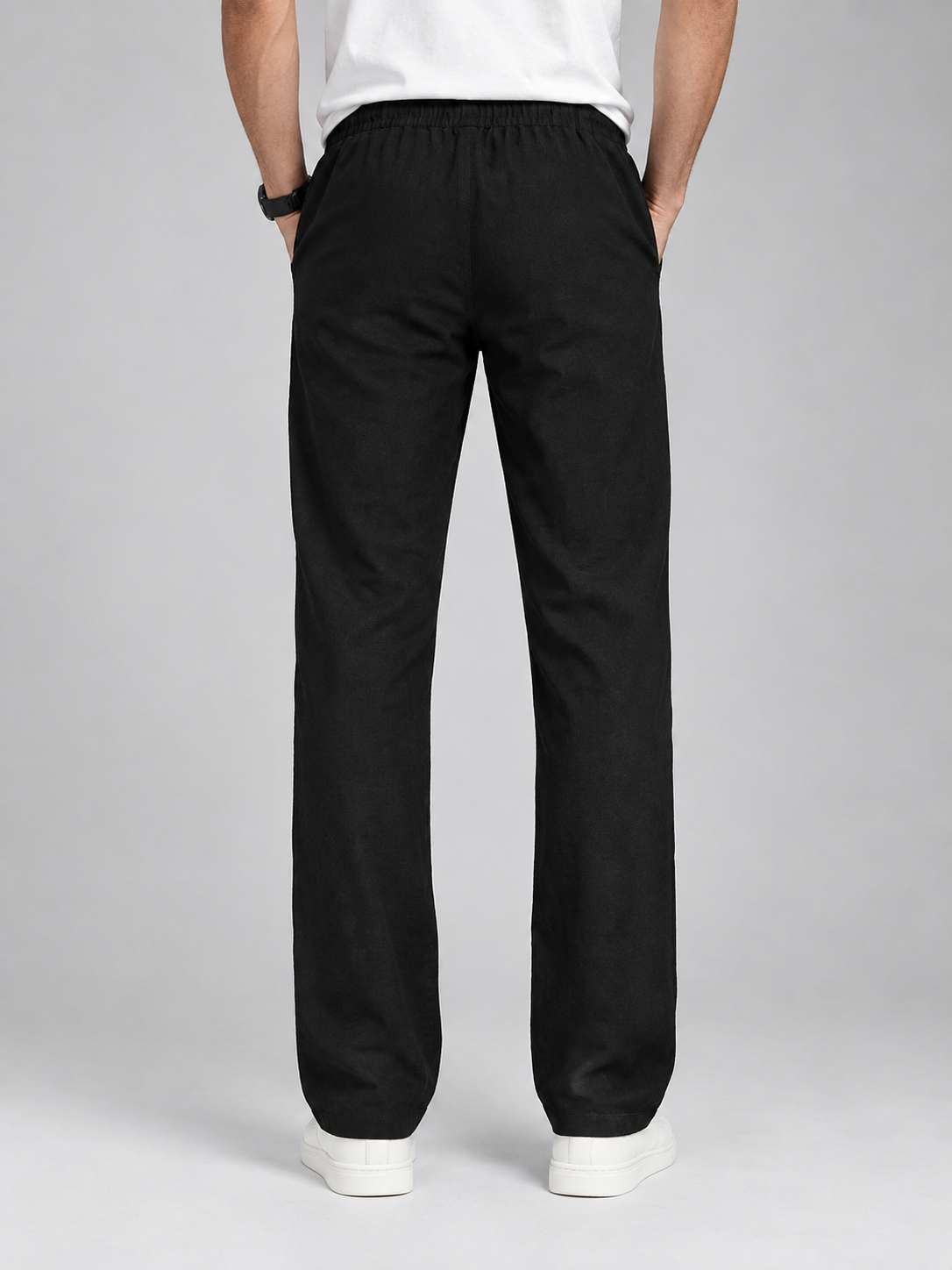 LINEN BLEND FULL ELASTIC TROUSER