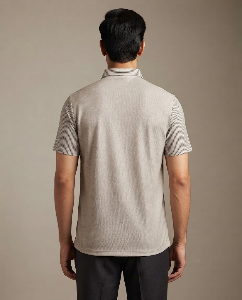 TEXTURED TAUPE STITCHLESS POLO SHIRT