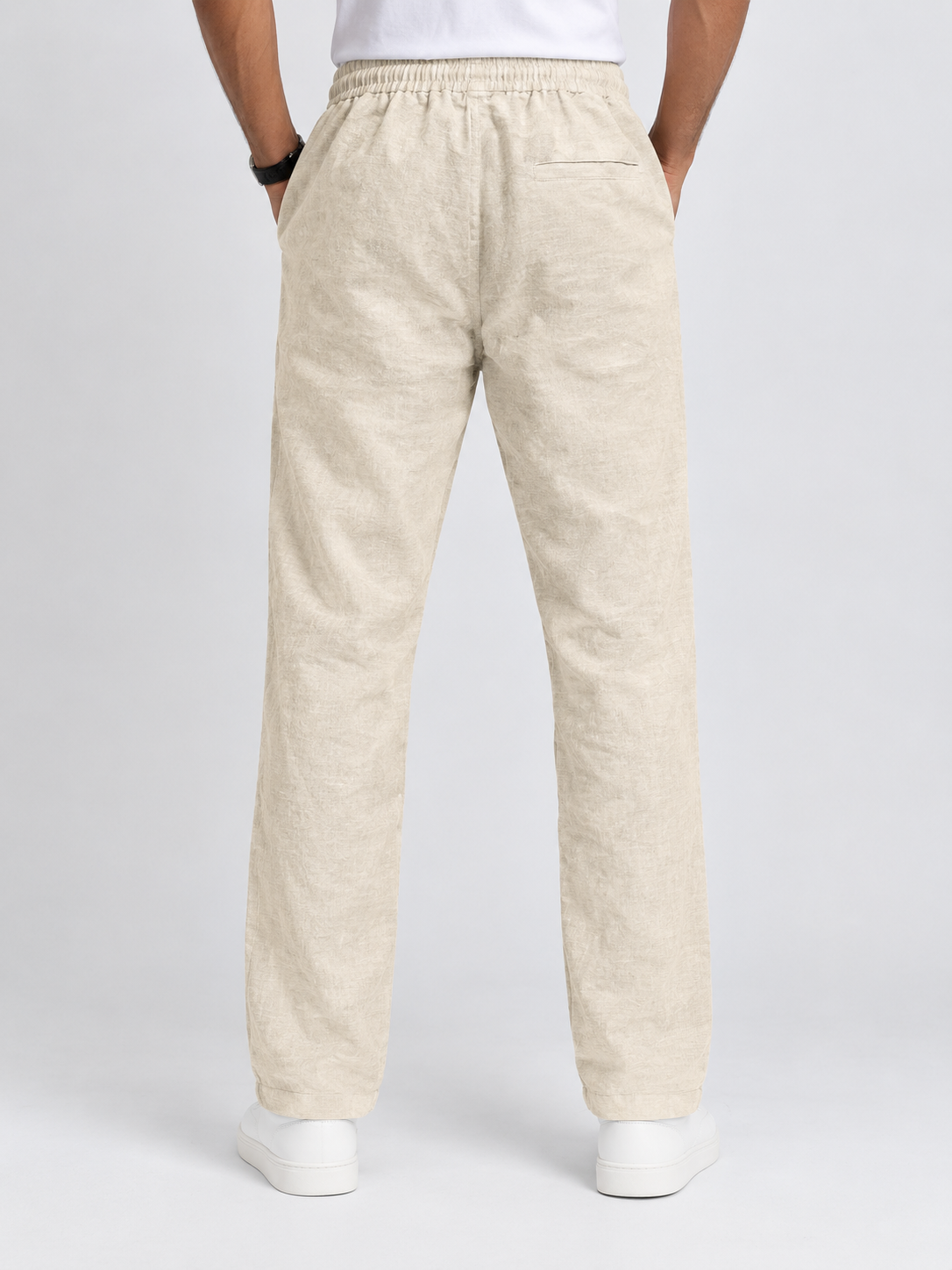 LINEN BLEND FULL ELASTIC TROUSER